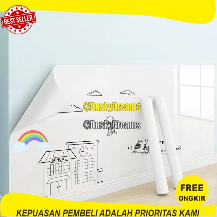 

Wall Sticker - Stiker Papan Tulis / Papan Tulis Whiteboard Tempel - Hitam - 100x45