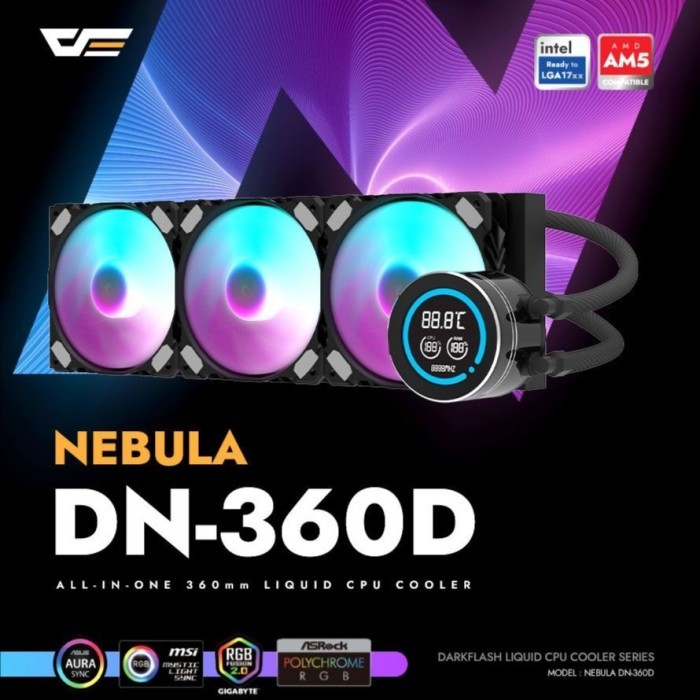 DarkFlash NEBULA DN360D DIGITAL / DN 360D DIGITAL ARGB 360mm AIO Liquid Cooler - Hitam