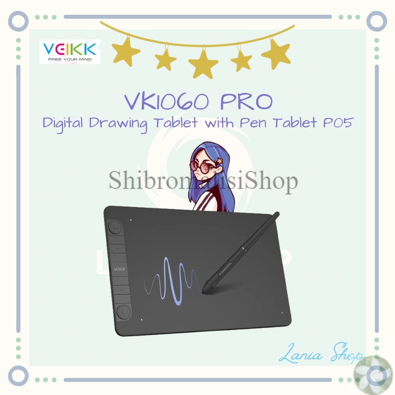 VEIKK VK1060 PRO - Digital Graphics Drawing Tablet with Pen Tablet P05