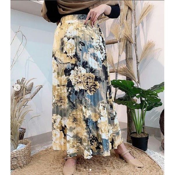 LOVA SKIRT YELLOW ROK WANITA BUNGA KOREA