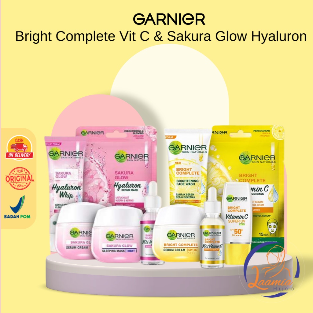Najmia 2 - Garnier Bright Complete Vit C N Sakura Glow Hyaluron Day Night Cream Tone Up Uv Spot