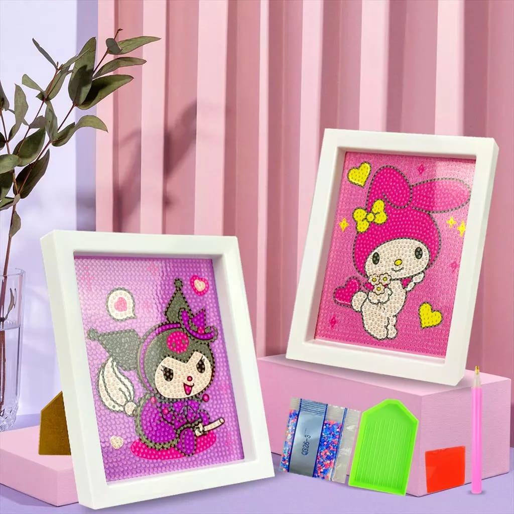 Kerajinan Melukis Manik Tangan Stiker DIY Sticker Frame Diamond Painting Kit Bingkai Gambar Cantik Cute Lukisan Mainan Edukasi Anak2 Unisex Anime Boy Girl Series 18CMX18CM Satu set