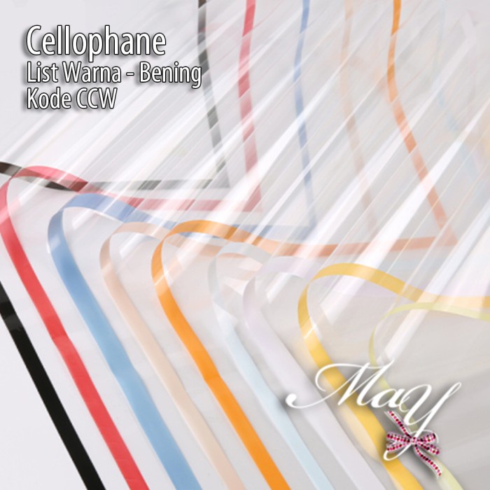 

1 lembar Cellophane motif bening clear dengan list warna (CCW)