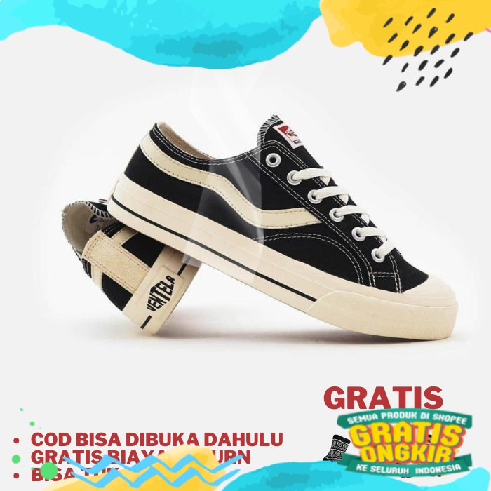 (Bonus Kaos Kaki Skate Oldschool) Sepatu Ventela Original 100% Sneakers Pria Vantela New Public Low 