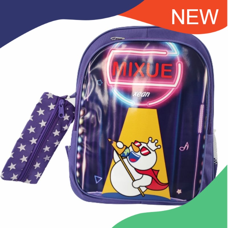 BOPIN Official Tas Sekolah Anak Perempuan TK-SD Mixue Warna Ungu/Bunga Anak