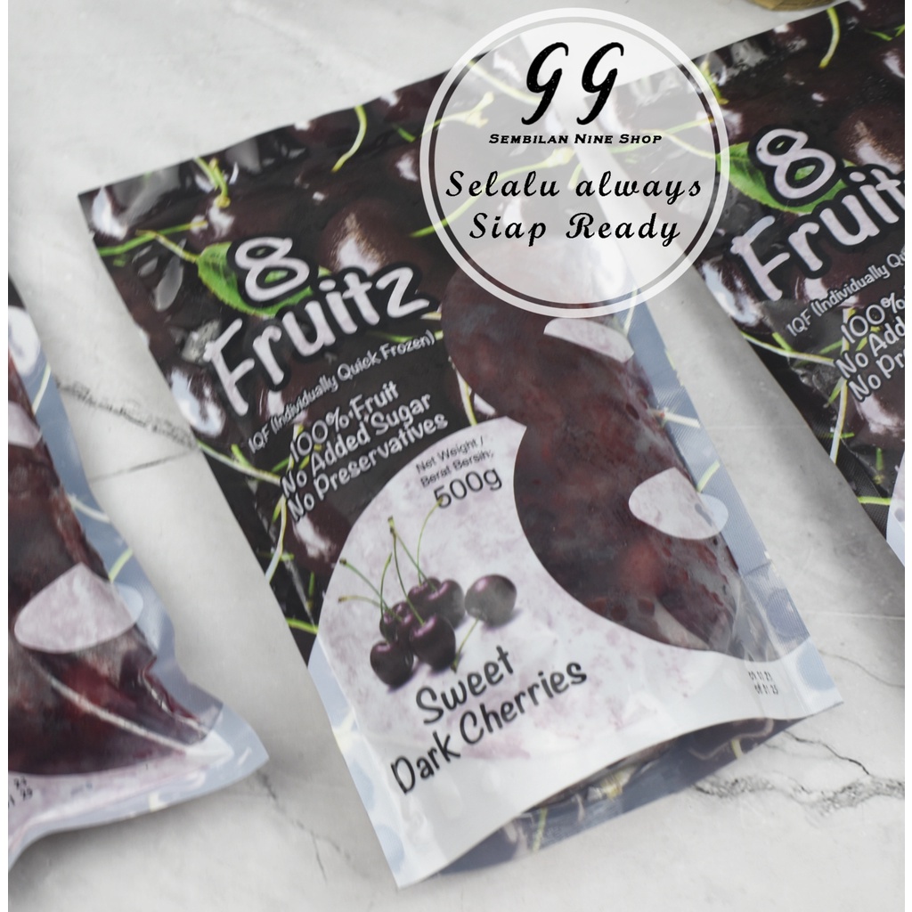 

IQF Sweet DARK CHERRIES 500 Gram 8 FRUITZ Buah Ceri Hitam Beku Cherry Frozen Fruit