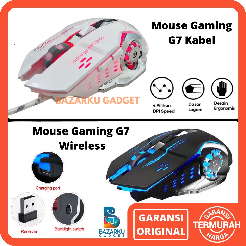 Mouse Gaming G7 Mouse Gaming RGB Mouse Gaming Wireless Mouse Gaming Kabel Mouse Gaming Silent Mouse 