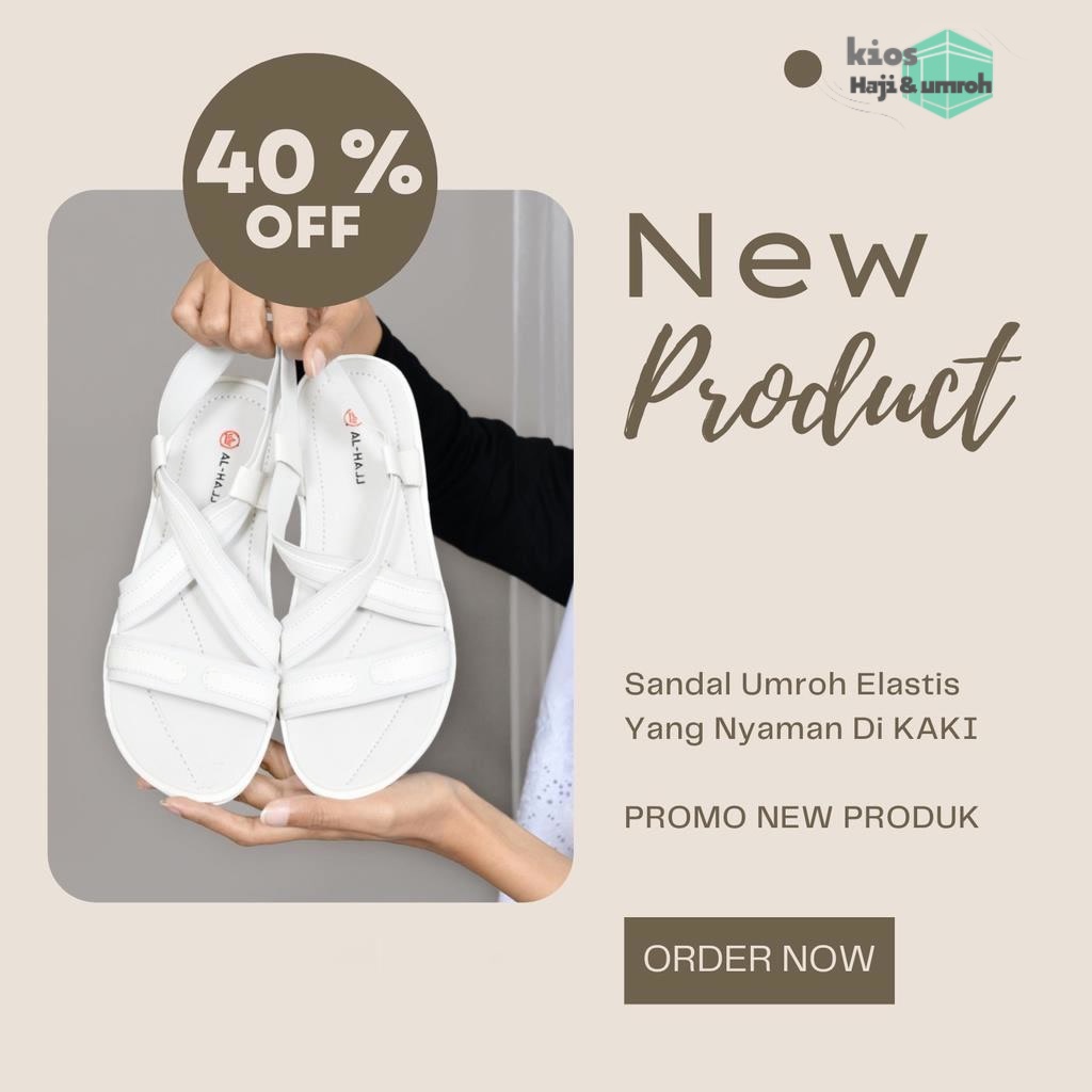 Sepatu HAji Dan Umroh Wanita Sandal Wanita  Sandal Elastis Premium karet putih sandal kios Hitam