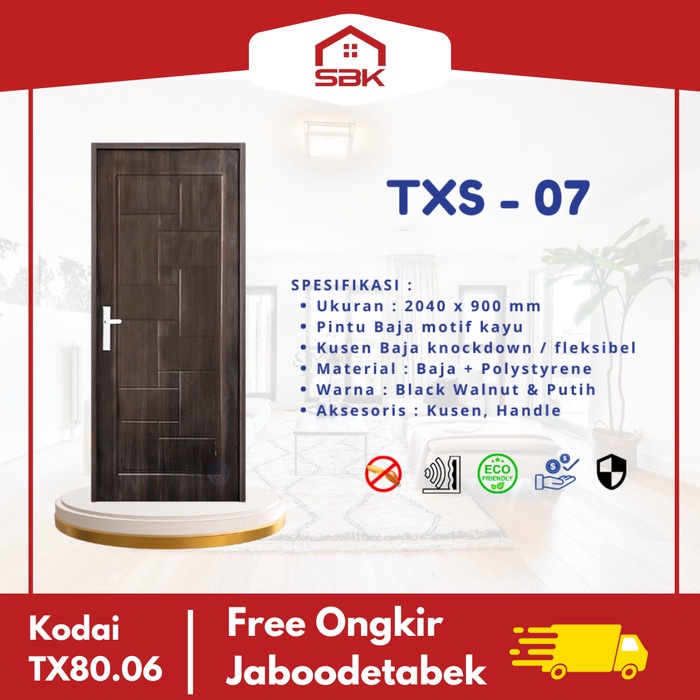 Pintu Kamar | Pintu Baja 90x206 KODAI Steel Door TX07