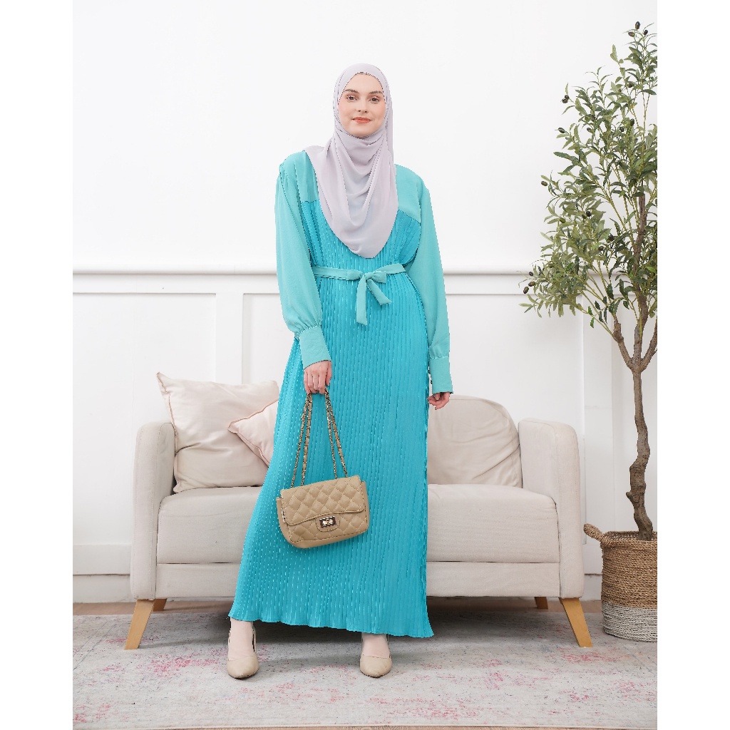 Medina Maureen Tosca - Gamis Wanita Muslim Polos Jumbo Terbaru Bahan Plisket Import Mix Crinkle Warn