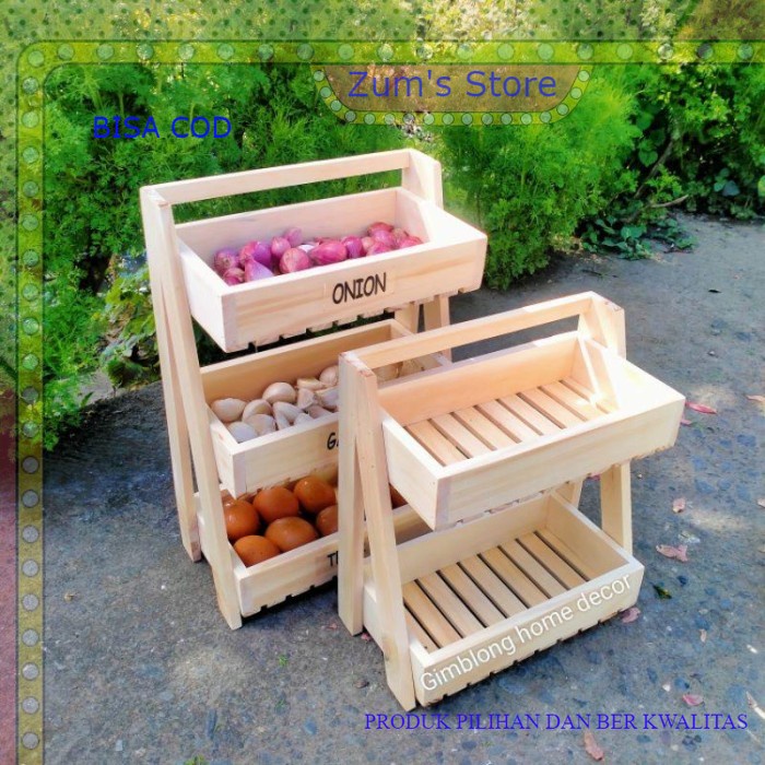 RAK BUMBU SUSUN 3 Tempat Bumbu Dapur Kayu bisa COD