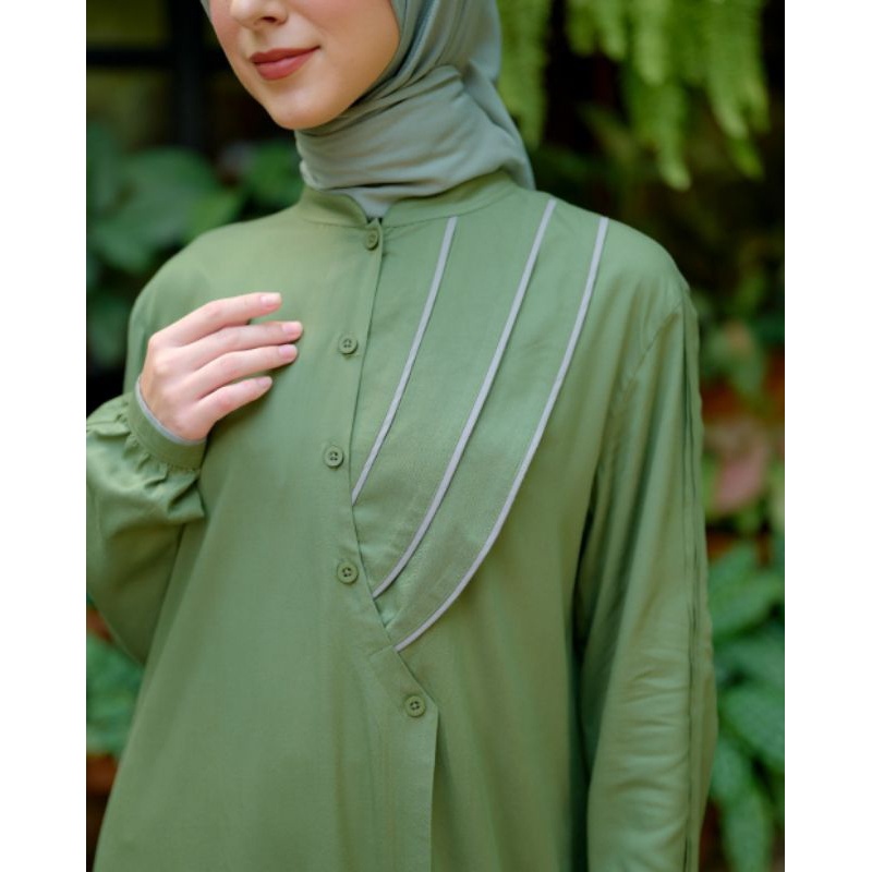 Gamis Wanita Dewasa Nibras Motif Garis Ellora