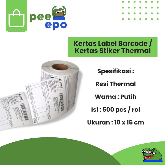 

Kertas Label Barcode / Kertas Stiker Thermal 100 x 150 mm (A6) isi 500