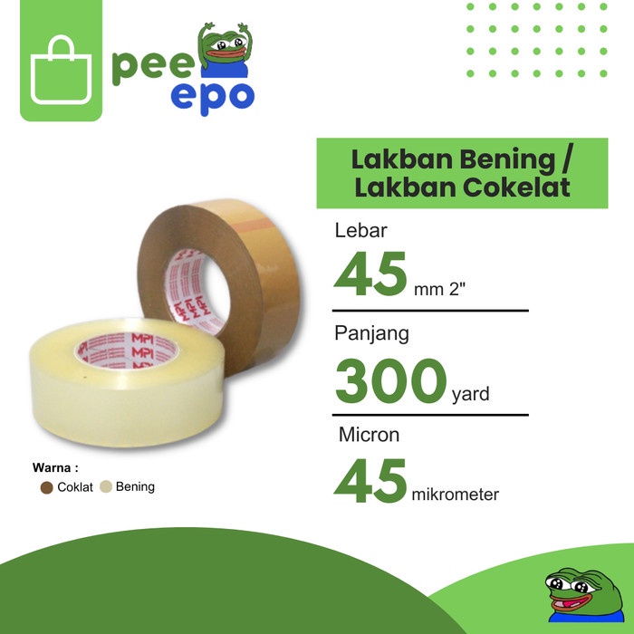 

Lakban Bening / Cokelat 45 mm x 300 Yard Merk Master Pack Indonesia