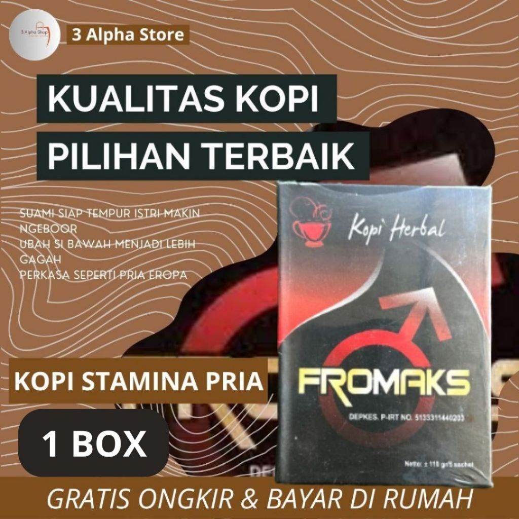 

TERLARIS - (COD) Kopi Herbal Fromaks 1box isi 5 sachet/Kopi Stamina Pria Dewasa/Kopi Kuat Tahan Lama