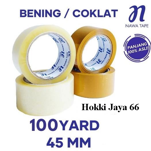 

Nawa Tape Lakban OPP 45mm x 100 Yard Kemasan 1 Slop - Cokelat