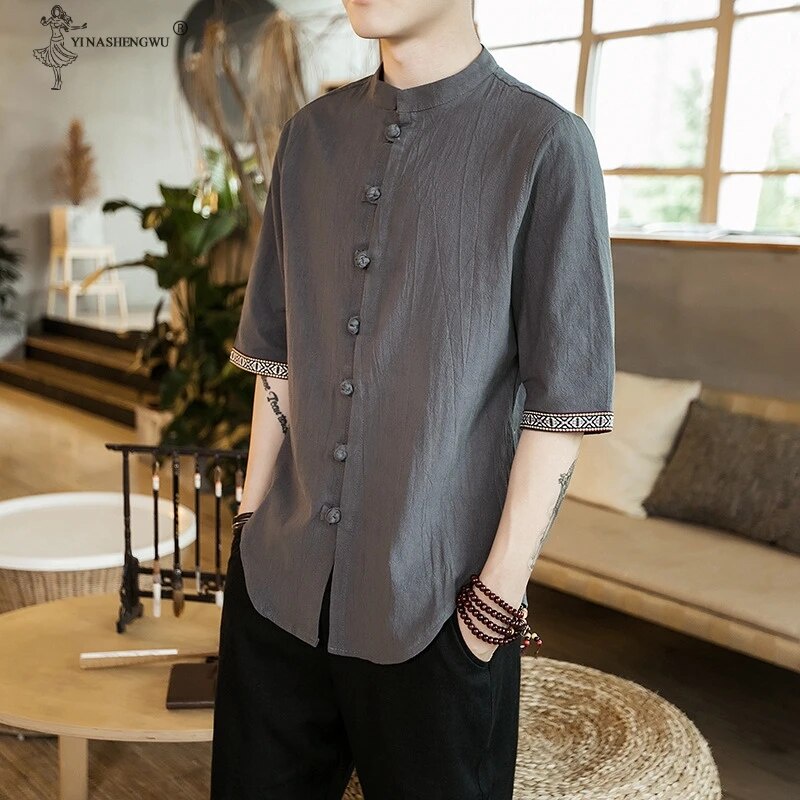 Yukata Kimono Chiko Gaya Musim Panas Online Cina Kerah Berdiri T-Shirt Kimono Samurai Kostum Haori J