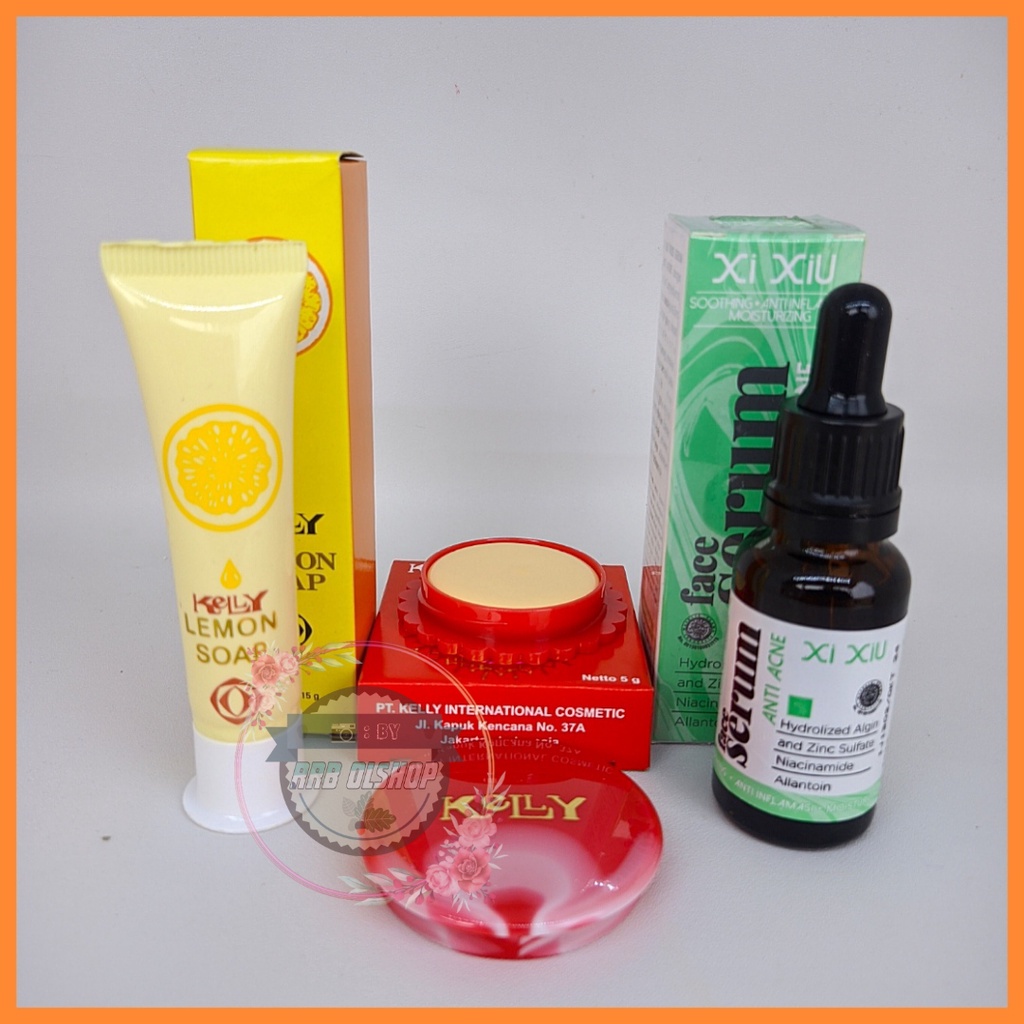 DBS _ PAKET 3 IN 1 Kelly Kosmetik - Kelly Pearl Cream 5gr - Kelly Lemon Soap 15gr - Serum Xiu Xiu Vi