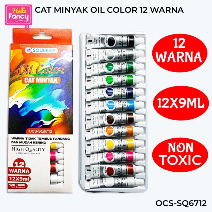 

Cat Akrilik Set 12 Warna 9 ML/Cat Kanvas Lukis High Quality OCS-SQ6712