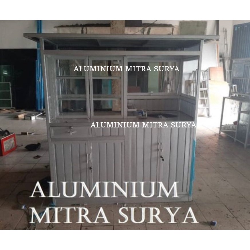 Gerobak Mi Ayam Bakso Kuah Sup Gerobak Jualan Dagang Booth Display Kaca Aluminium Tahan Lama Kuat