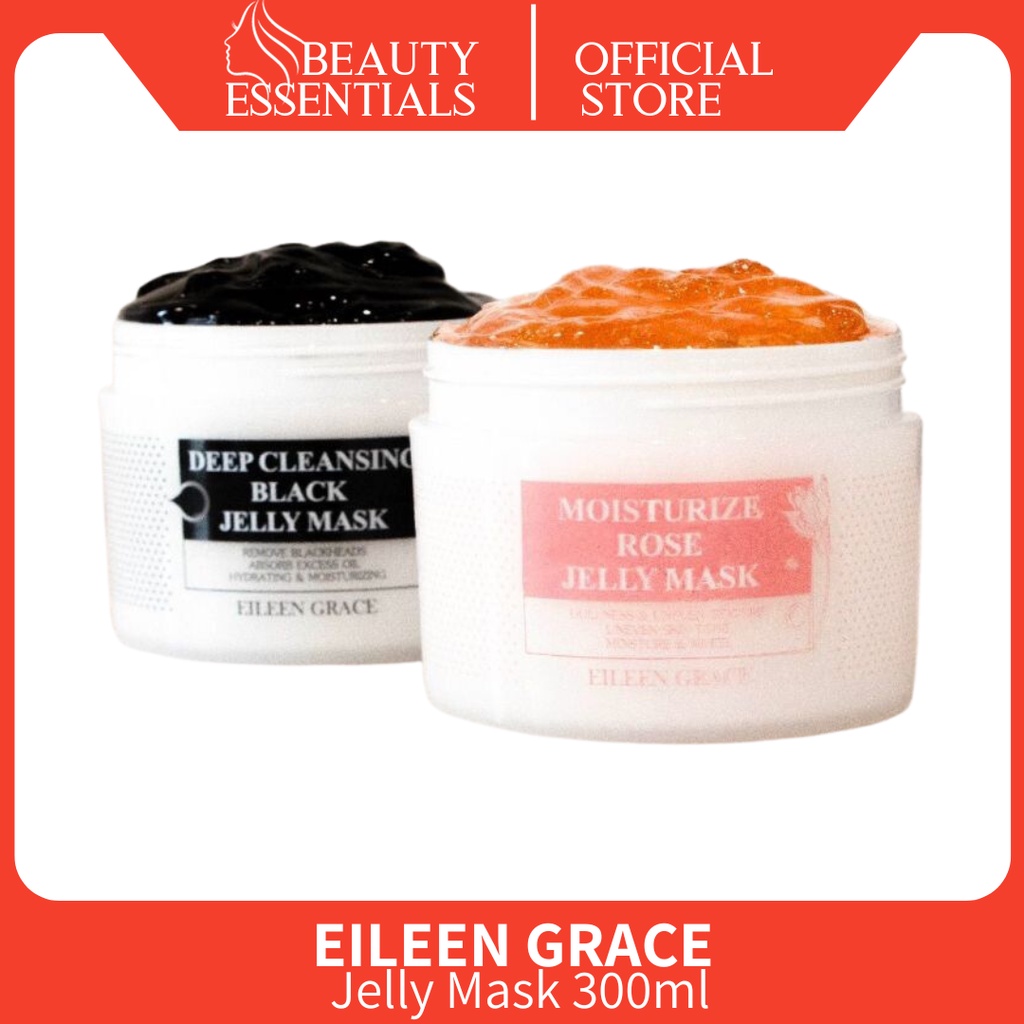 EILEEN GRACE - Moisturize Rose Jelly Mask | Deep Cleansing Black Jelly Mask 300ml masker wajah bpom