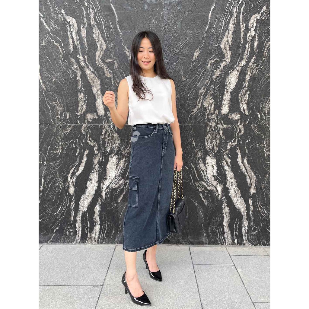 Shenelin Rok Jeans Korea Style  Silvi Cargo Skirt