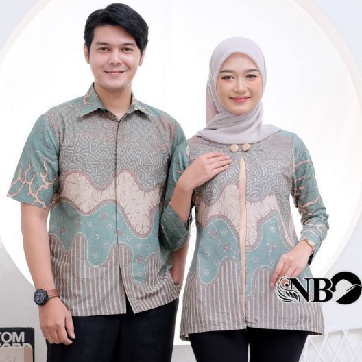 Maura Couple - Sania Ruffle Batik Couple Akar Hijau Sage Emily Batik