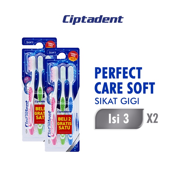 Ciptadent Sikat Gigi Perfect Care Soft Kotak Isi 3 Pcs x2