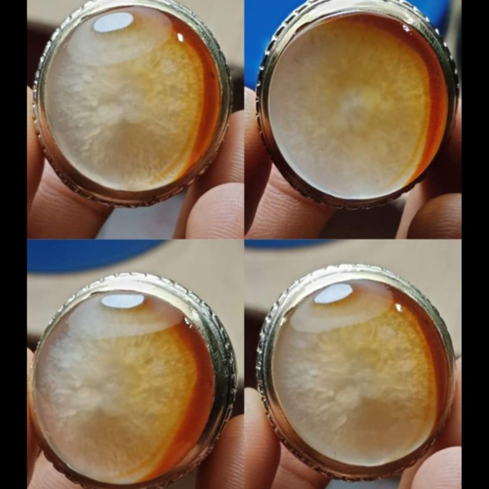 Cincin Batu Akik Pandan Semu Nanas Kapas Sutra Merah Lumut Oli Antik51