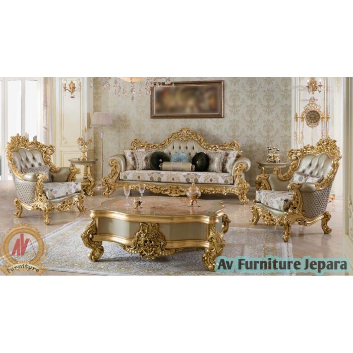 Set Sofa Ruang Tamu Ukiran Mewah Clasik terbaru Av furniture Jepara