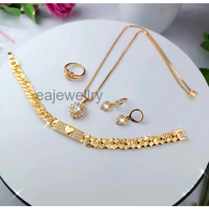 Perhiasan emas satu set asli 24 karat mewah simple elegan