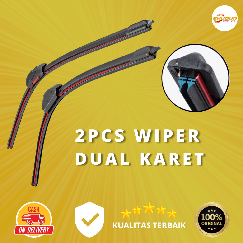 Wiper Mobil Double Karet - Toyota Calya - Wiper Frameless Dual Karet - Shudur Otoparts