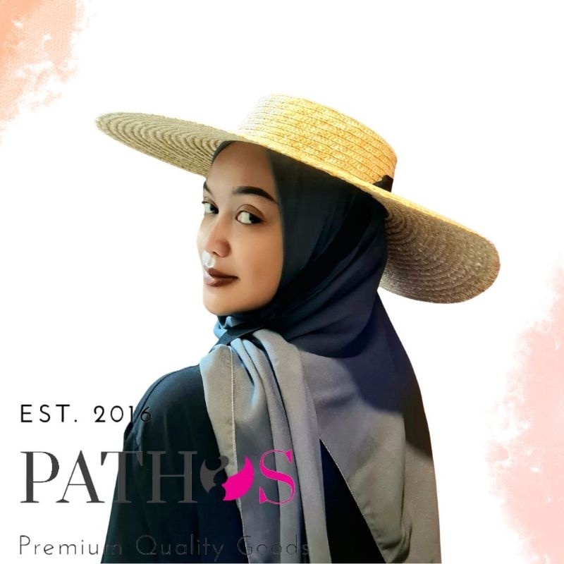 Topi Pantai Jerami Premium Anyam Rotan Wanita
