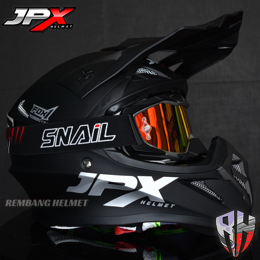 HELM JPX CROSS_FOX1 SOLID - BLACK DOFF PAKET GANTENG GOOGLE SNAIL HELM JPX KLX ORIGINAL HELMET MOTO 