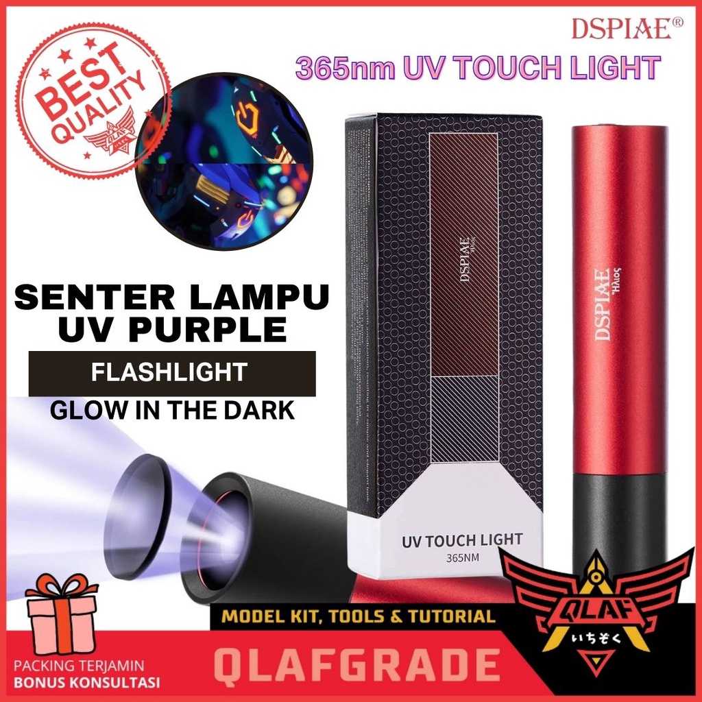 Senter lampu UV purple flashlight 365nm efek glow in the dark dspiae