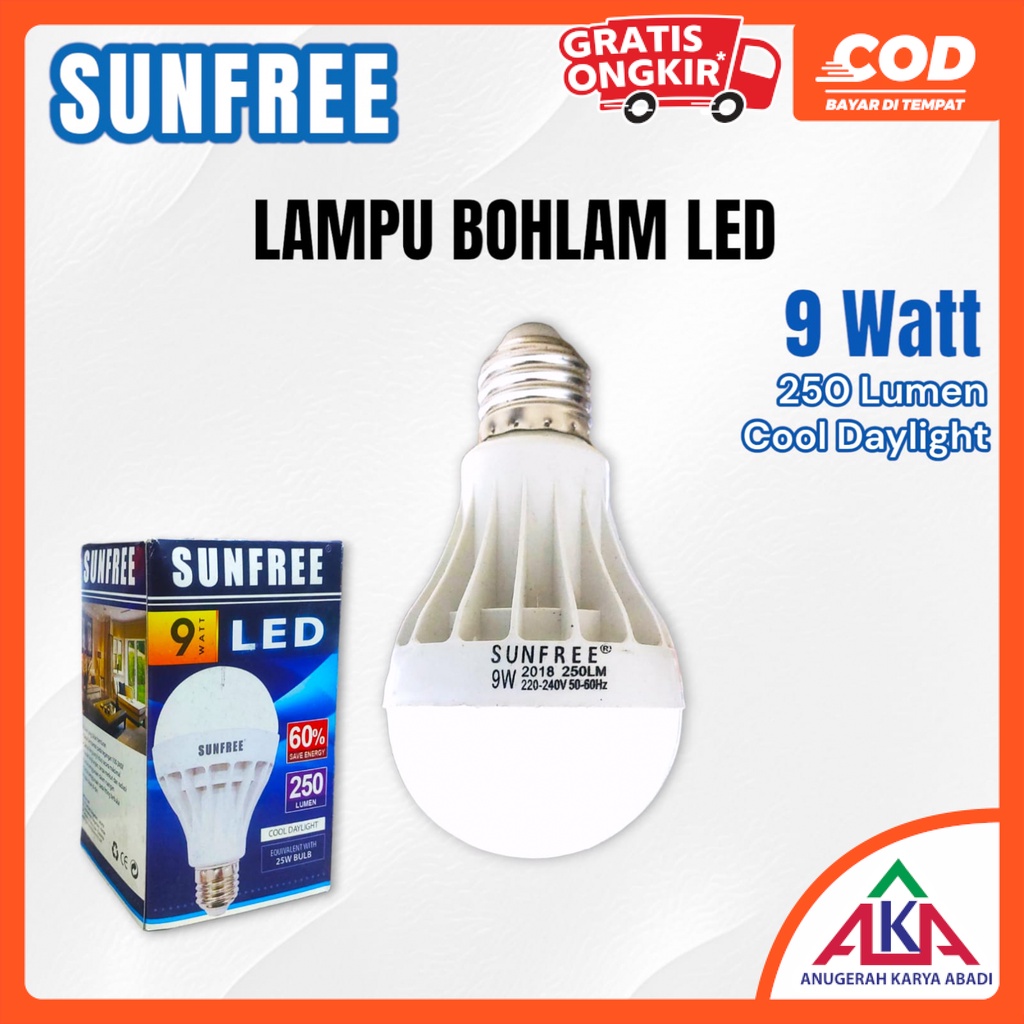 Bohlam Lampu LED SUNFREE 9W Cool Daylight E27