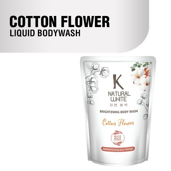 K Natural White Sabun Mandi Cair Cotton Flower Pouch 400 ml x2 - Gambar 2