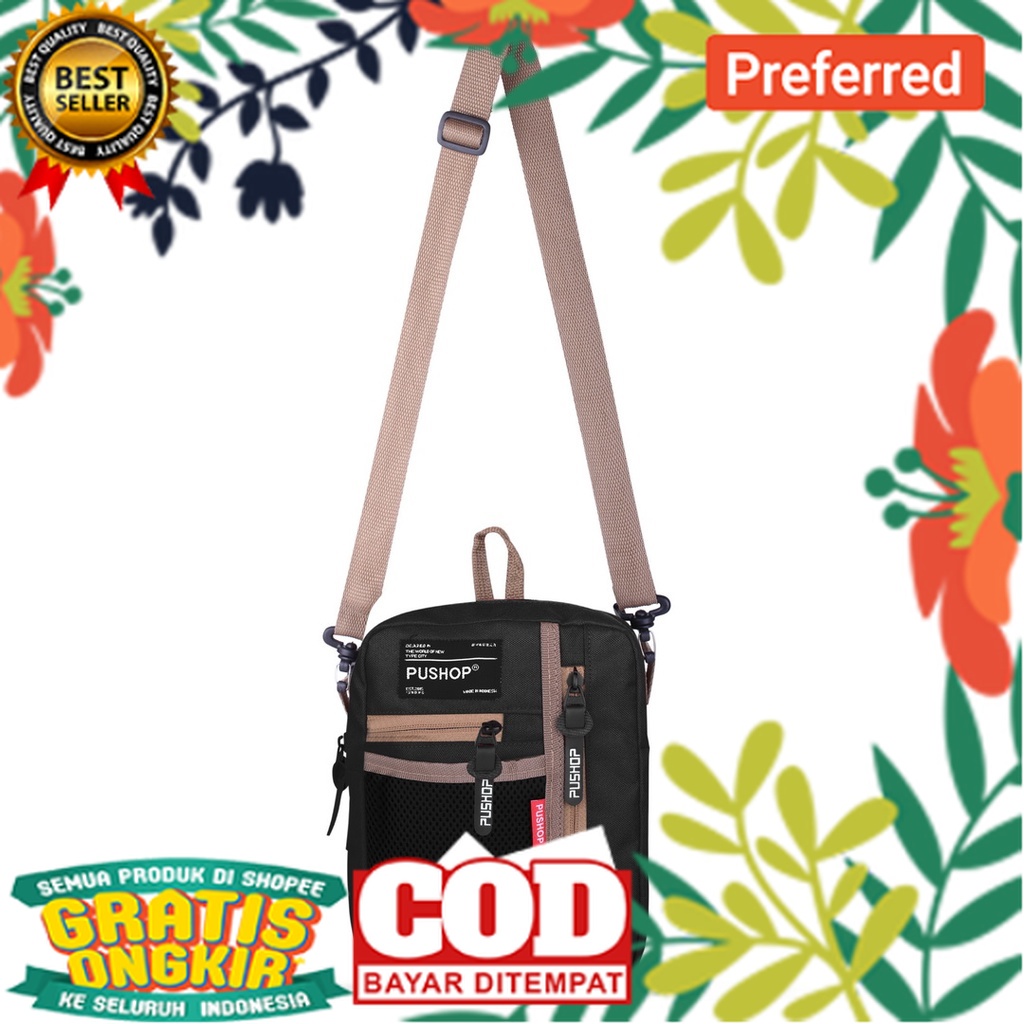 Paket Bundling Tas Selempang Slingbag Pria & Wanita Pushop 60k Get 3 Pcs SLGT60K-01// TAS KEREN KEKI
