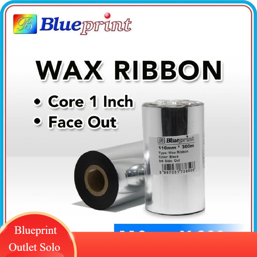 

Ribbon Wax Barcode Label 110mm x 300m BLUEPRINT Thermal Transfer Ribbon Barcode Blueprint Outlet Solo