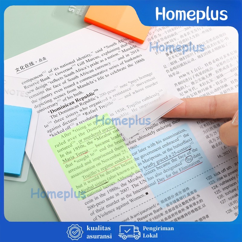 

HomePlus Kertas Memo Tempel Transparan 50 Pcs Sticky Notes Transparan Warna Warni Memo Bening Index Catatan Tempel Transparan
