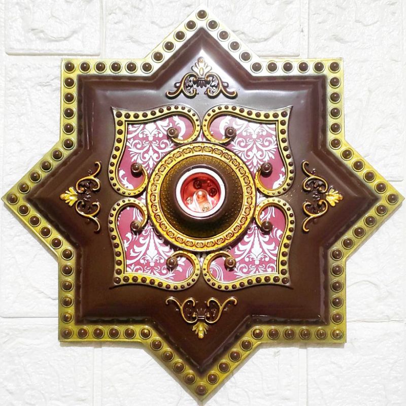 Ornamen Bintang Coklat Fitting Hias Lampu 30 X 30 CM Plafon PVC plafon Gipsum Dekorasi Lampu