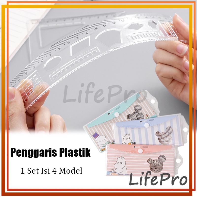 

Penggaris Set 4 Model Penggaris Plastik / Ruler 1 Set Isi 4 Pcs / Rules Penggaris Plastik Set