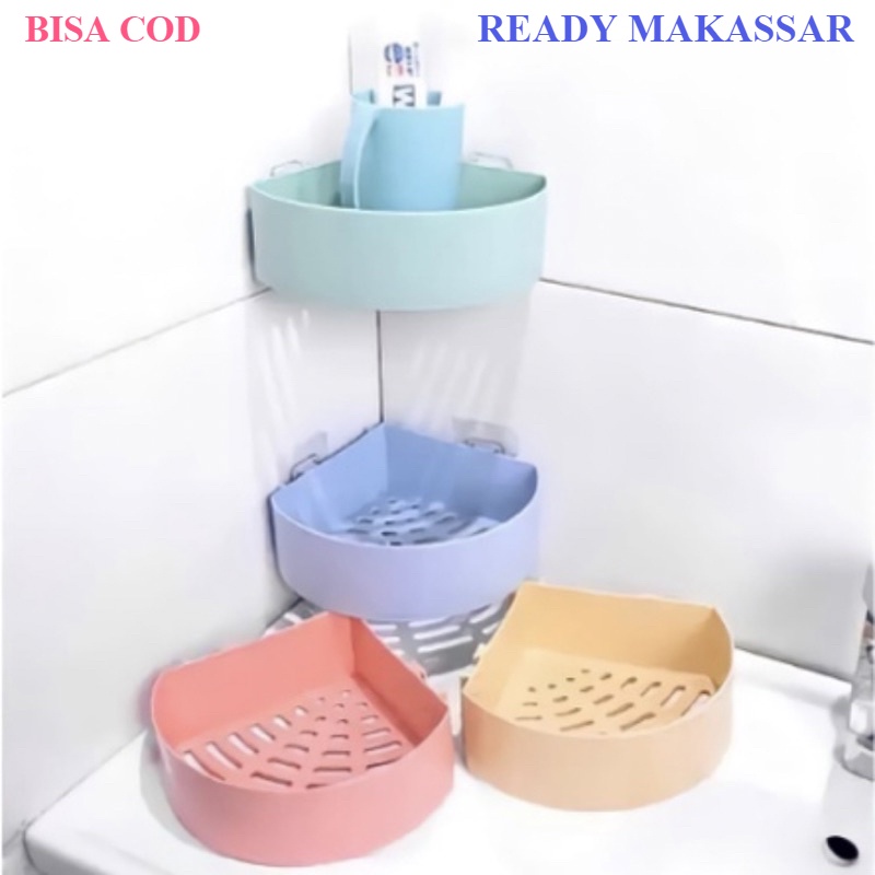 RAK SUDUT PLASTIK / RAK Siku Kamar mandi TEMPAT SABUN SHAMPOO / RAK Tempel Dinding Plastik Segitiga