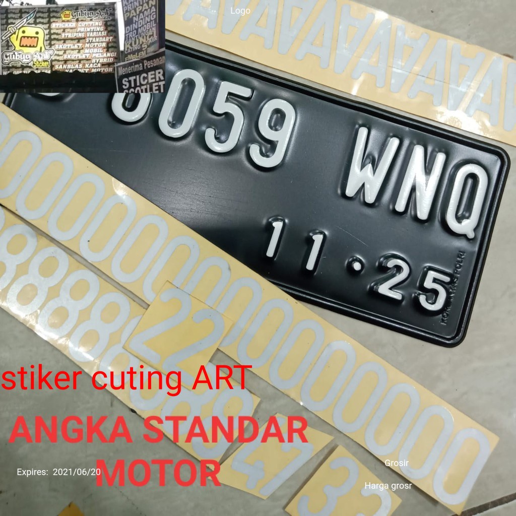 Sticker Angka Plat Motor/Mobil/Cutting Sticker