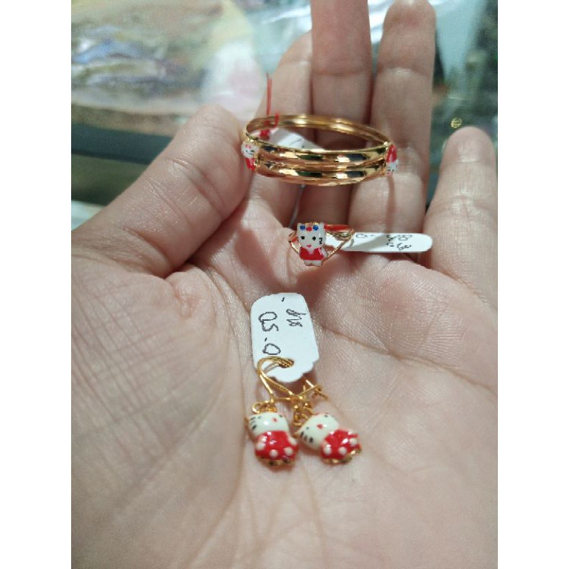 Kado Hadiah Lapak Jepara Set Perhiasan Anak Bayi Hello Kitty Emas Asli Gelang Emas Anak Cincin Emas 