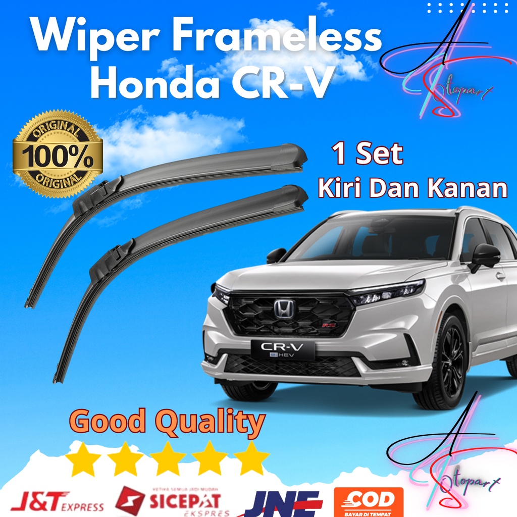 Wiper Mobil CRV Sapuan Kaca Mobil Model Frameless Banana Karet 1 Set Variasi Honda CRV -AIS OTOPARTS