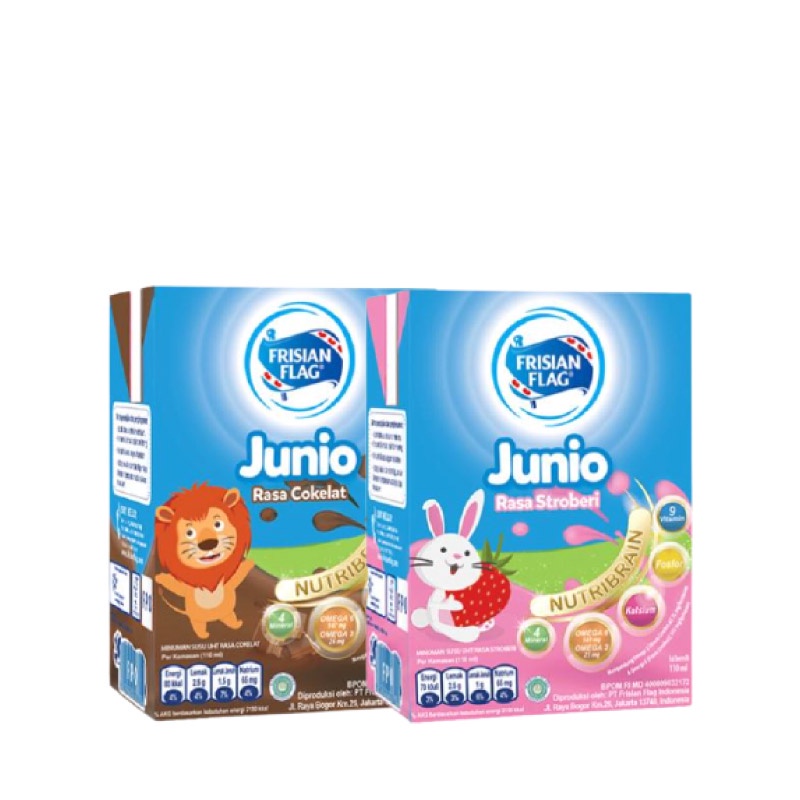 

Frisian Flag Junio Susu UHT Chocolate 110 mL + Frisian Flag Junio Susu UHT Strawberry 110 mL