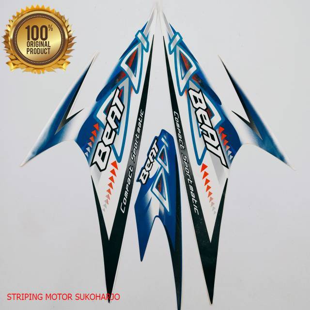 (ORI) striping honda beat karbu 2011 2012 biru  putih kualitas original