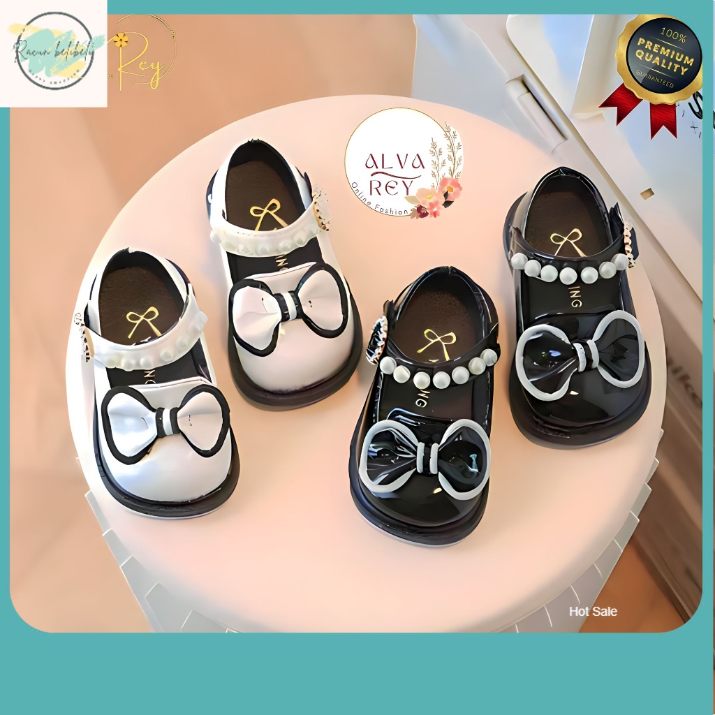 Sepatu anak Perempuan Kekinian / Sepatu Anak Perempuan Cantik Flatshoes Lucu Model Pita Mutiara / Se