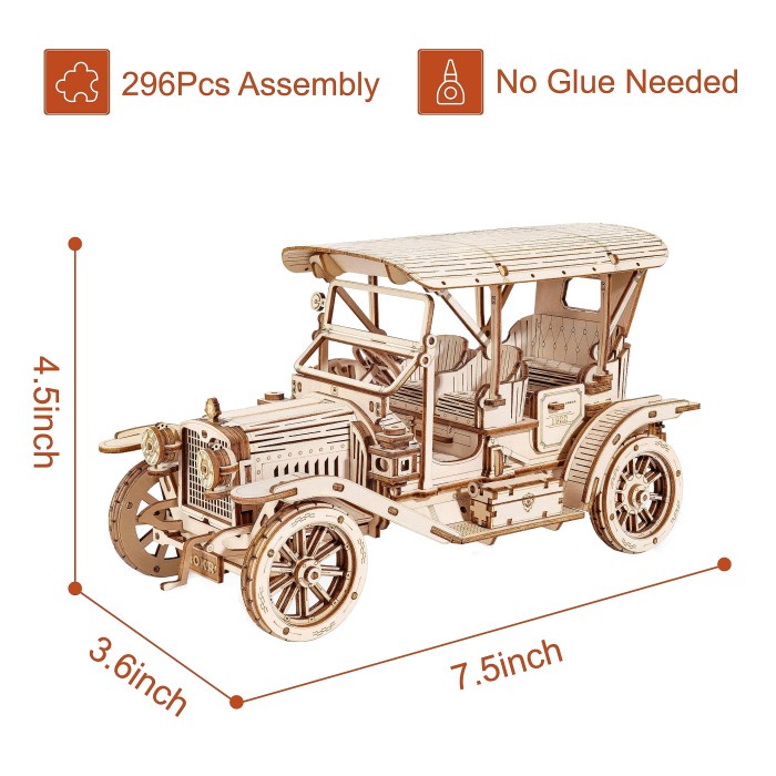 Rolife ROKR Vintage Car 3D Wooden 3D Puzzle MC801